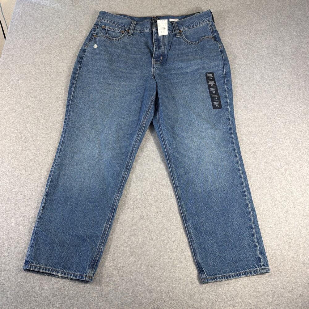 NWT J. Crew High Rise Straight Jean Denim Size 33